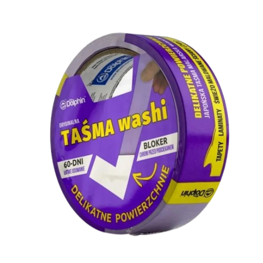 Стрічка японська фіолетова WASHI 35 мм × 25 м “Blue Dolphin”